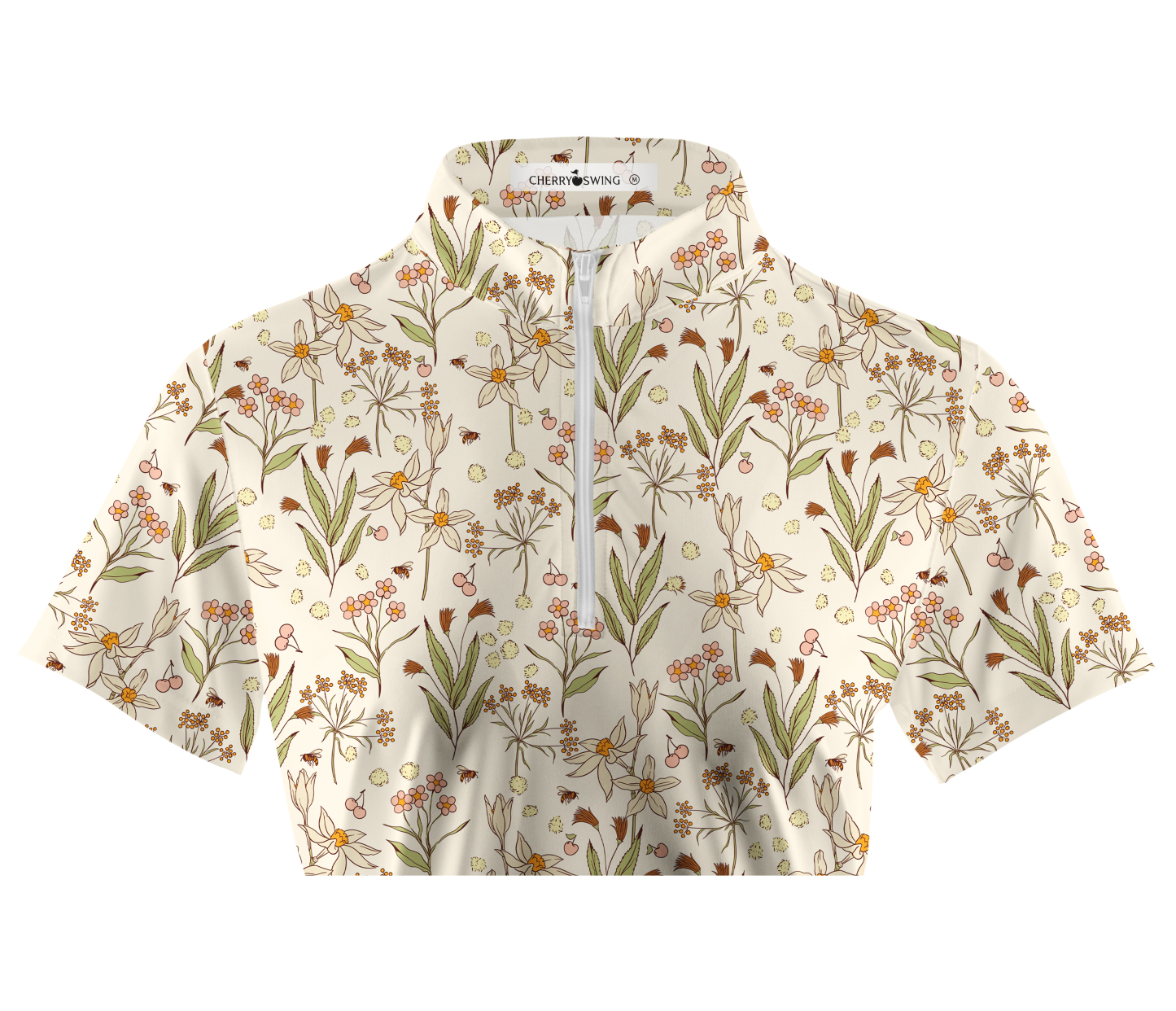 Cherryswing Women's Fantasy Flowers Short Sleeve Golf Shirt