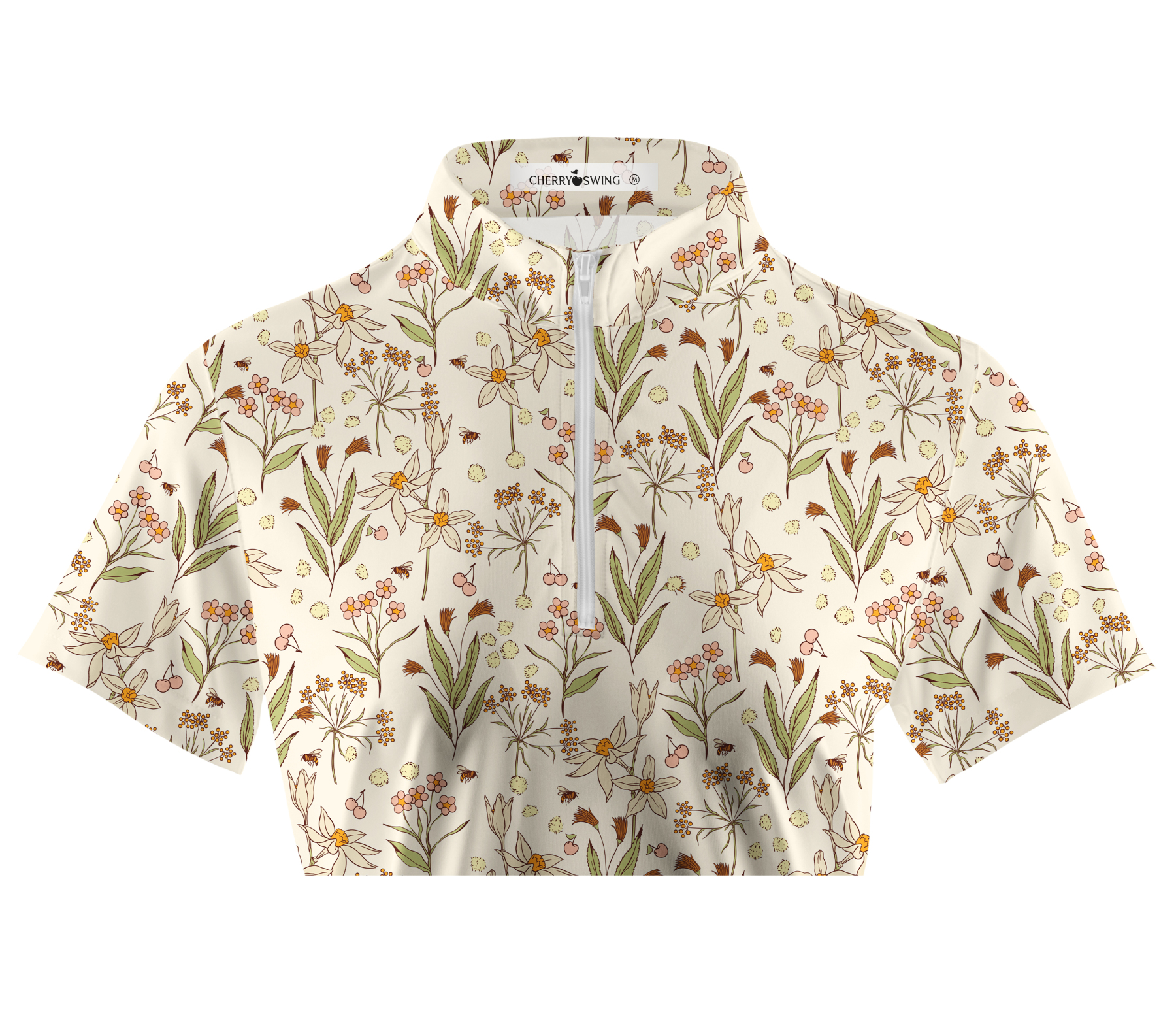 Cherryswing Women's Fantasy Flowers Short Sleeve Golf Shirt