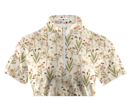 Cherryswing Women's Fantasy Flowers Short Sleeve Golf Shirt
