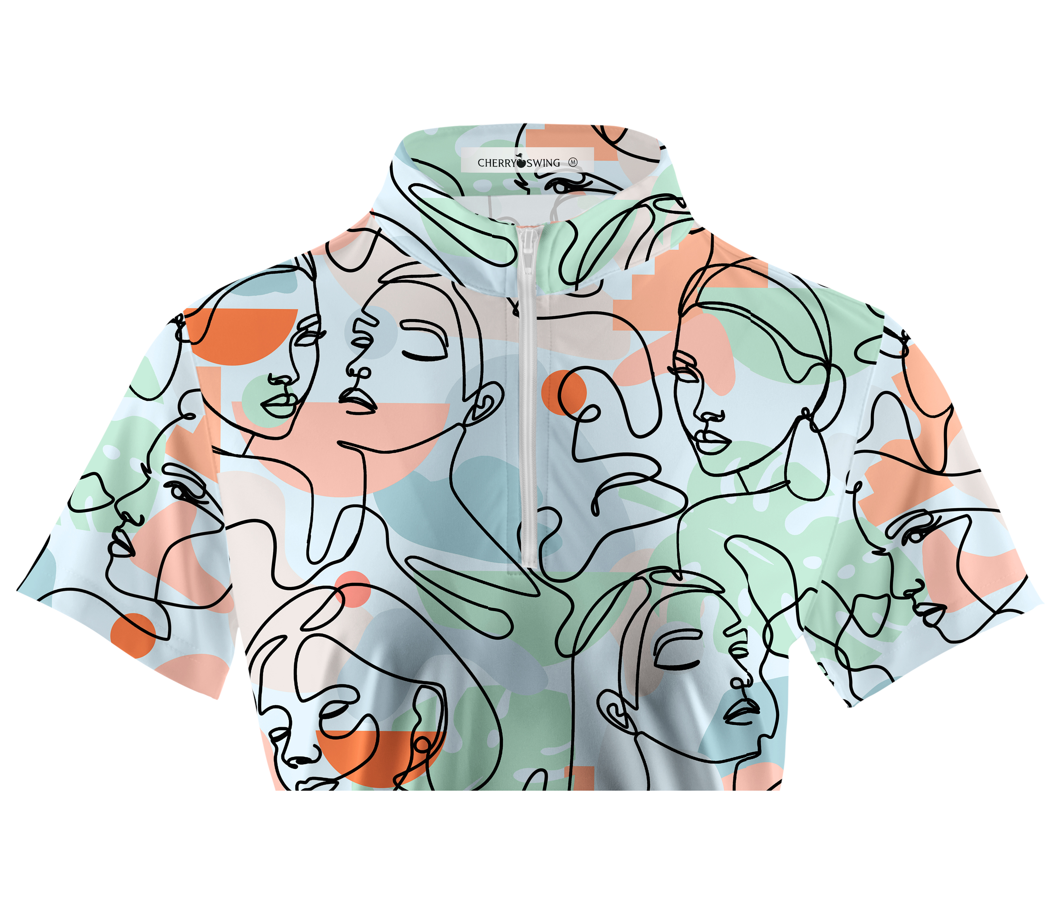 Cherryswing Women's Artistic Faces Short Sleeve Golf Shirt