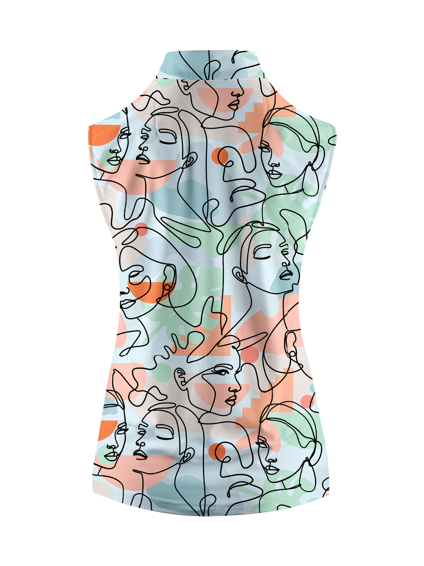 Cherryswing Women's Artistic Faces Sleeveless Golf Shirt