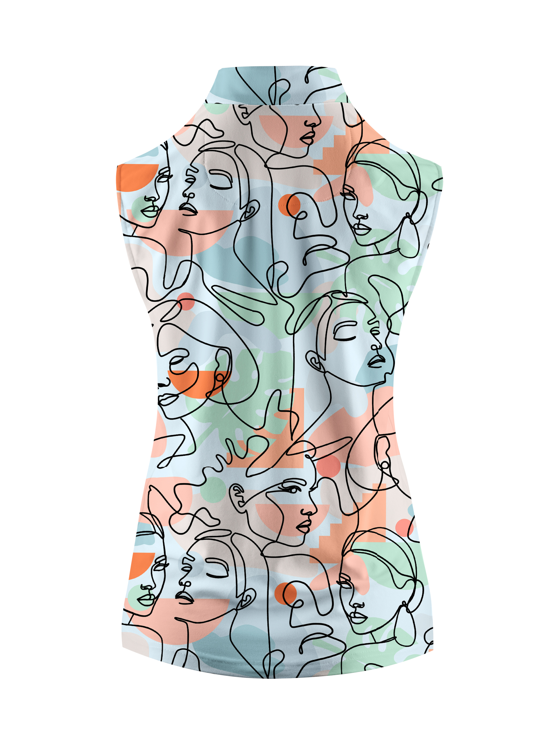 Cherryswing Women's Artistic Faces Sleeveless Golf Shirt