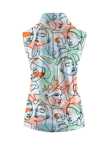 Cherryswing Women's Artistic Faces Sleeveless Golf Shirt