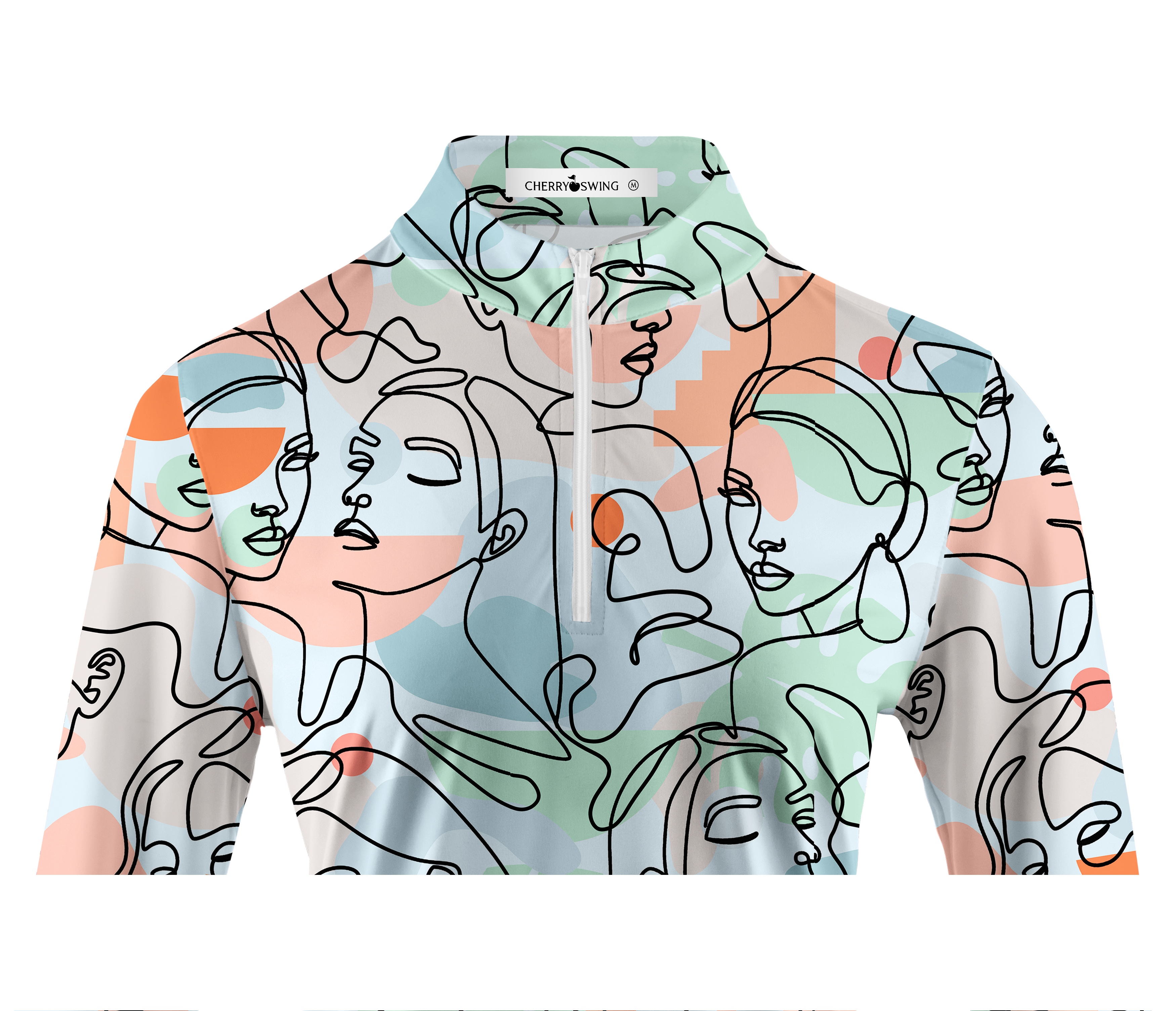 Cherryswing Women's Artistic Faces Long Sleeve Golf Shirt