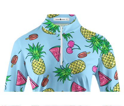 Cherryswing Women's Fruit Print Long Sleeve Golf Shirt