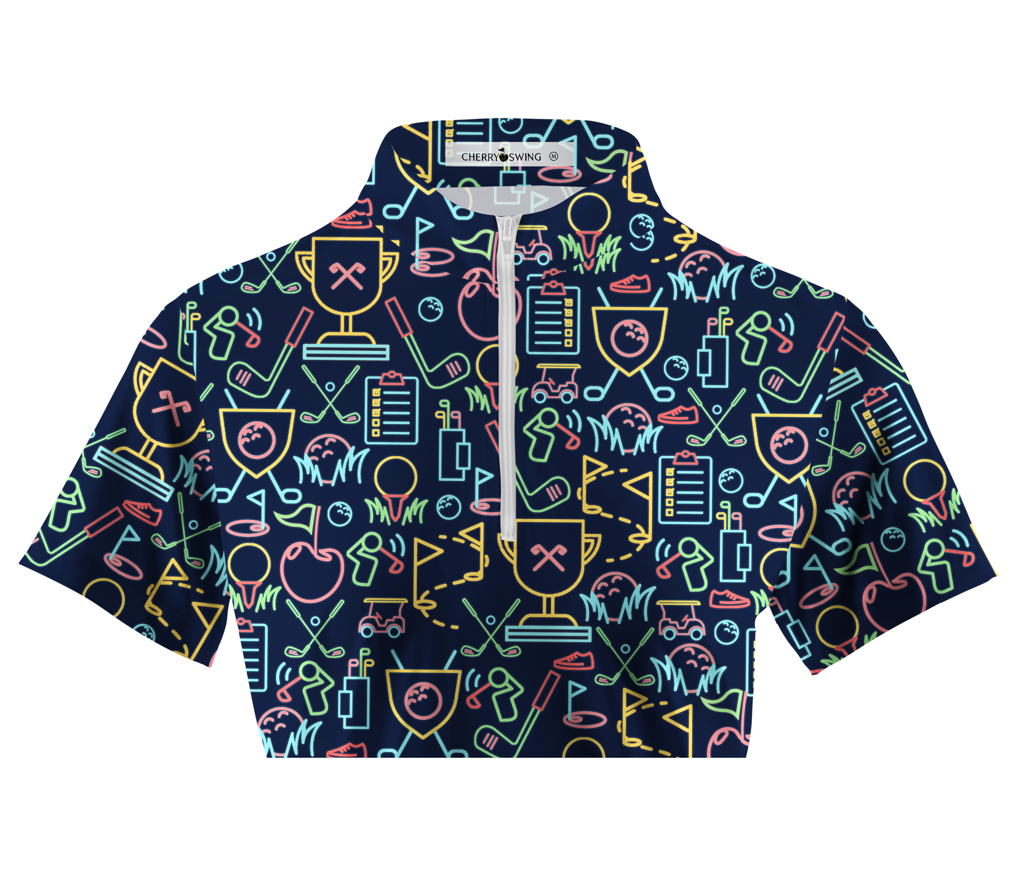 Cherryswing Women's Classic Golf Symbols Short Sleeve Golf Shirt