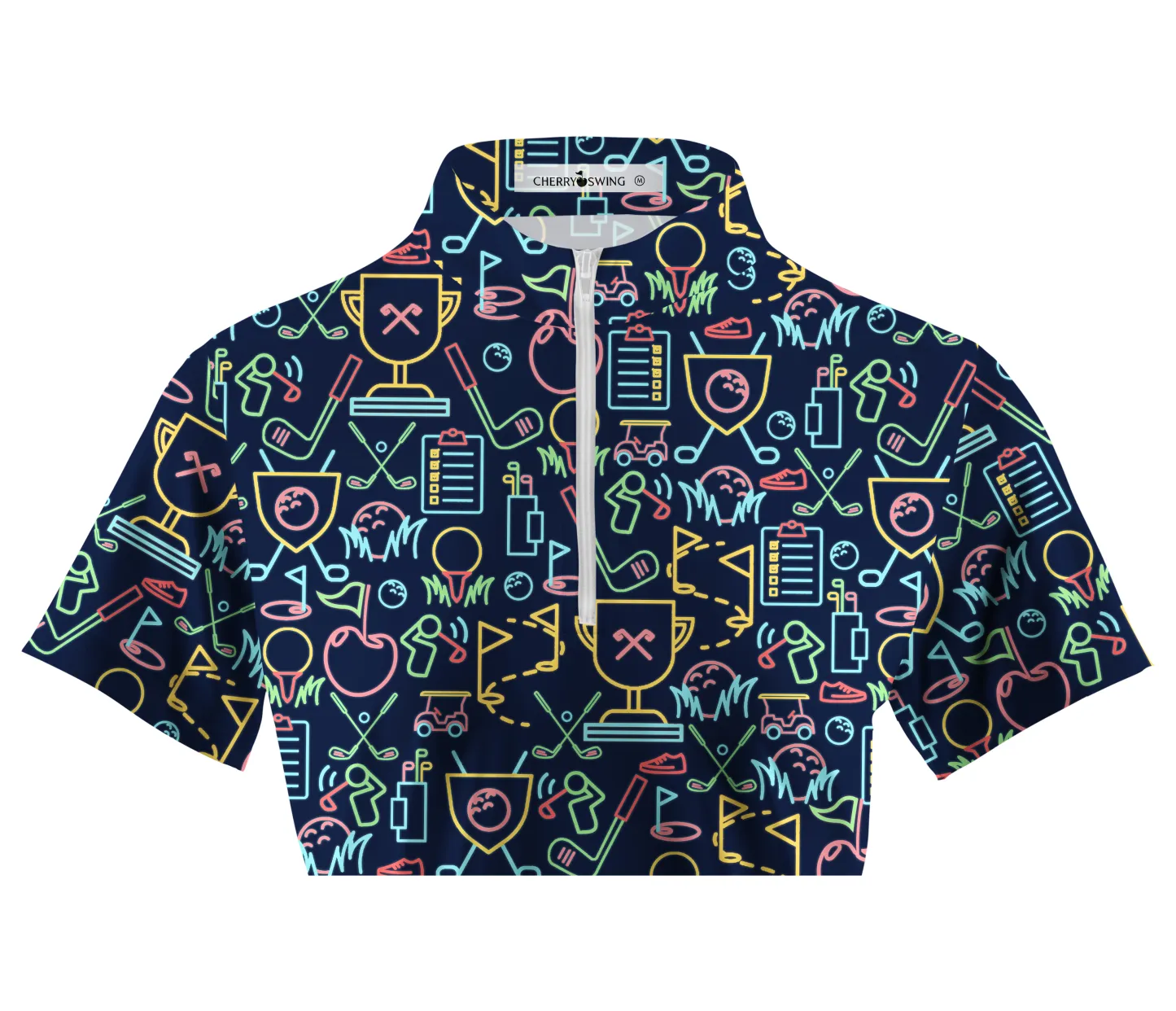 Cherryswing Women's Classic Golf Symbols Short Sleeve Golf Shirt