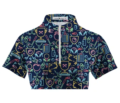 Cherryswing Women's Classic Golf Symbols Short Sleeve Golf Shirt