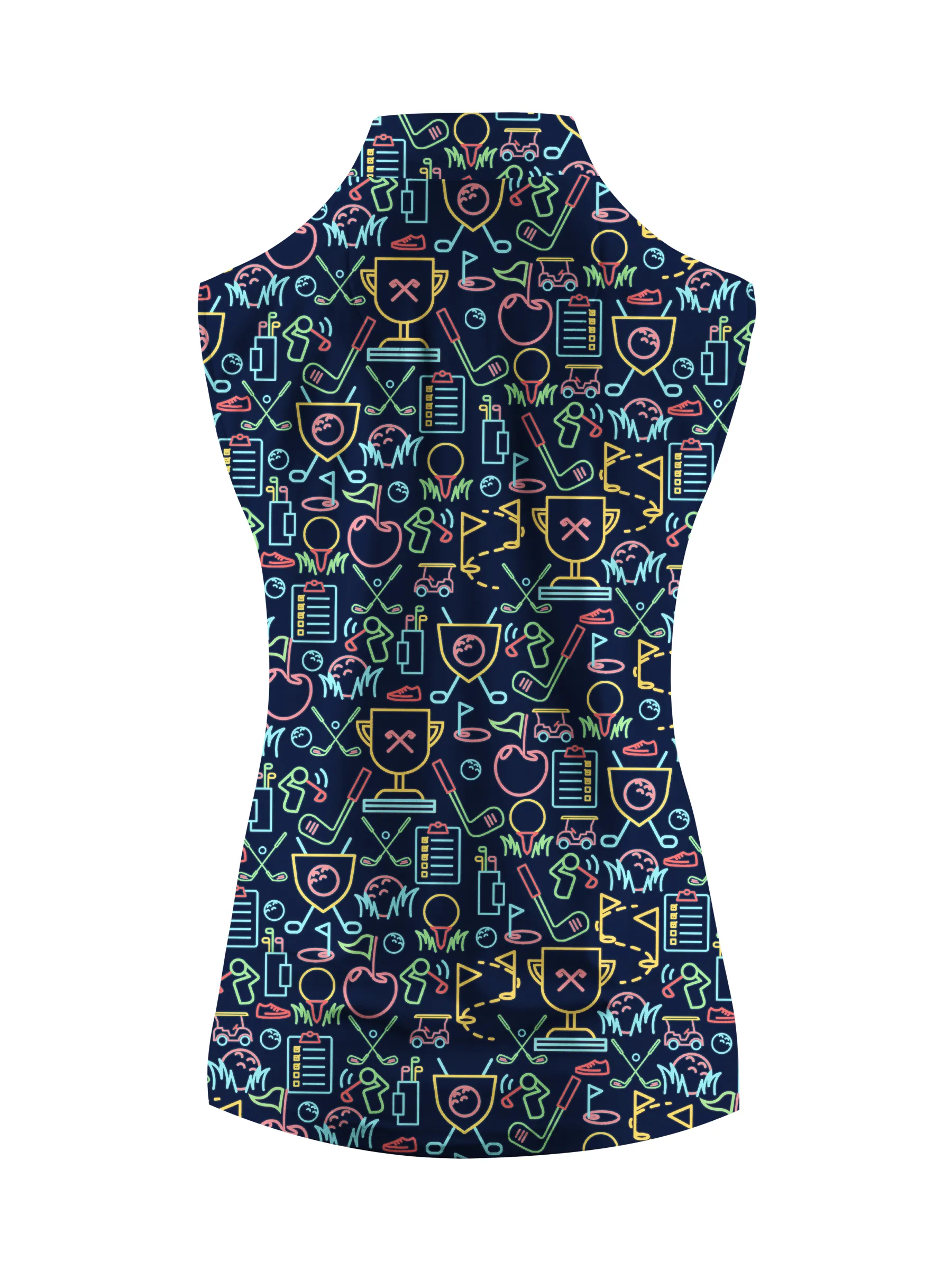 Cherryswing Women's Classic Golf Symbols Sleeveless Golf Shirt