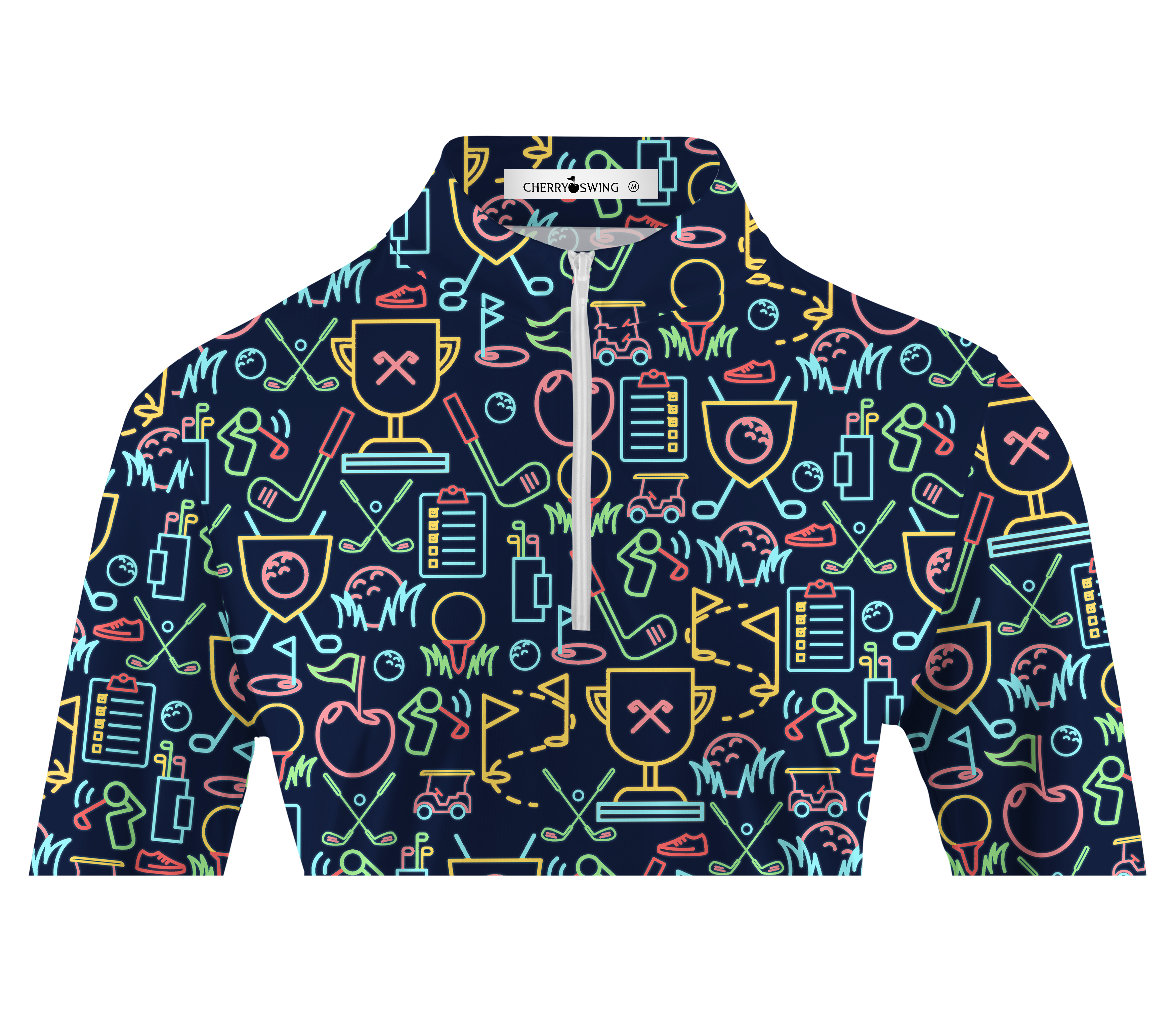 Cherryswing Women's Classic Golf Symbols Long Sleeve Golf Shirt