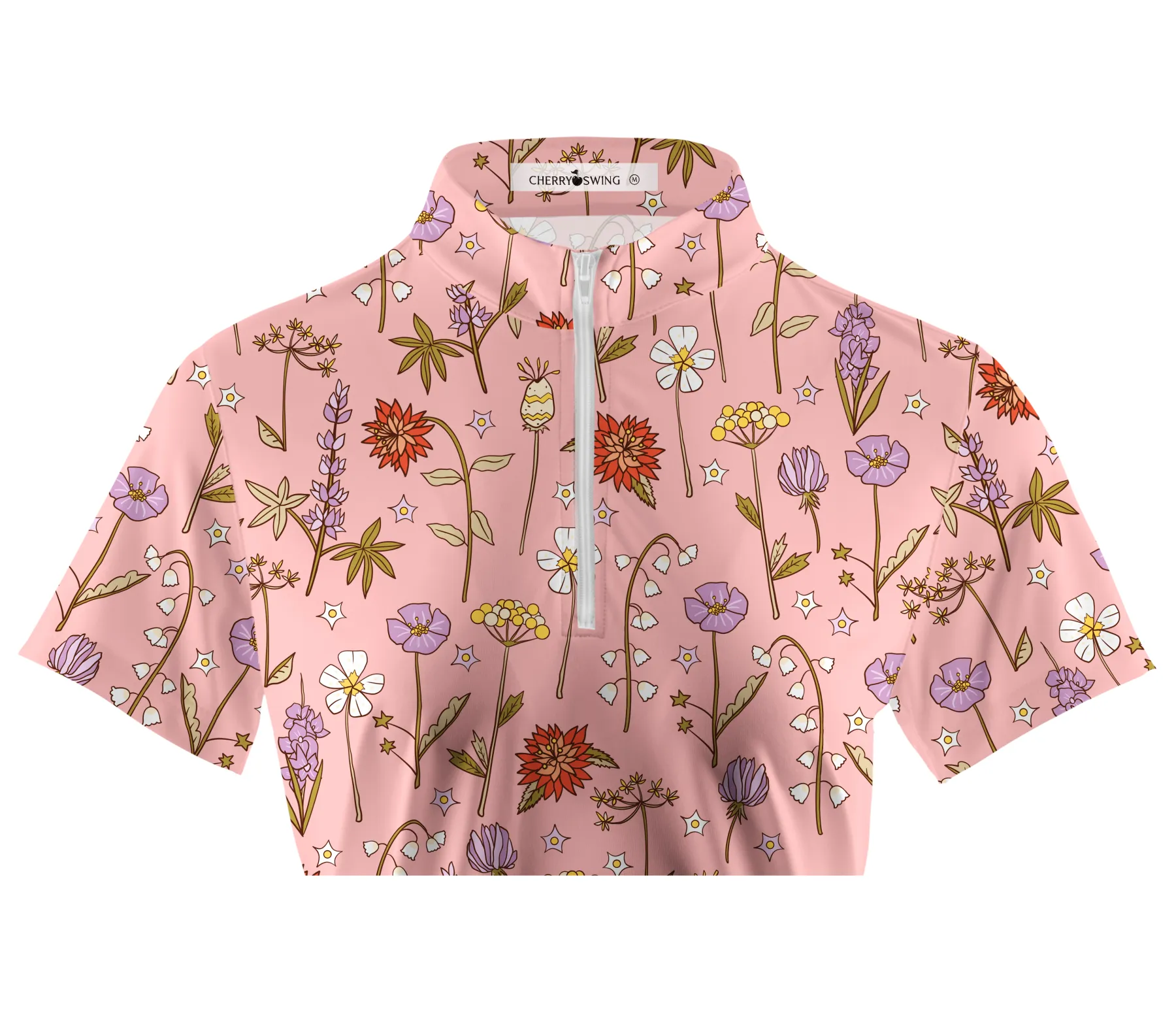 Cherryswing Women's Spring Meadow Symbols Short Sleeve Golf Shirt