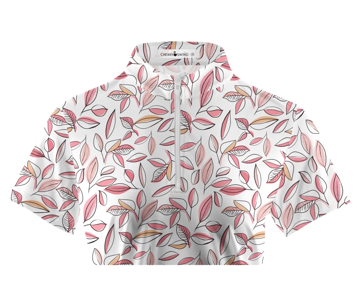 Cherryswing Women's Autumn Leaves Short Sleeve Golf Shirt