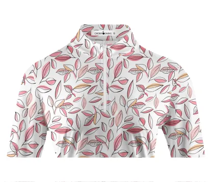 Cherryswing Women's Autumn Leaves Long Sleeve Golf Shirt