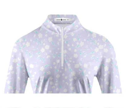 Cherryswing Women's Lavender in Full Bloom Long Sleeve Golf Shirt