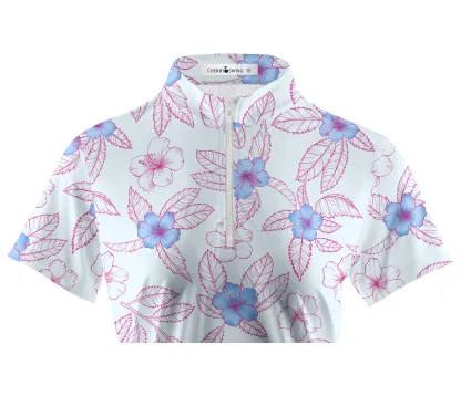 Cherryswing Women's Flowers Golf Short Sleeve Polo Shirt