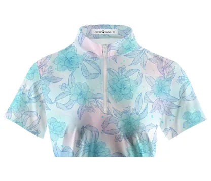 Cherryswing Women's Impressionist Blooms Golf Short Sleeve Polo Shirt