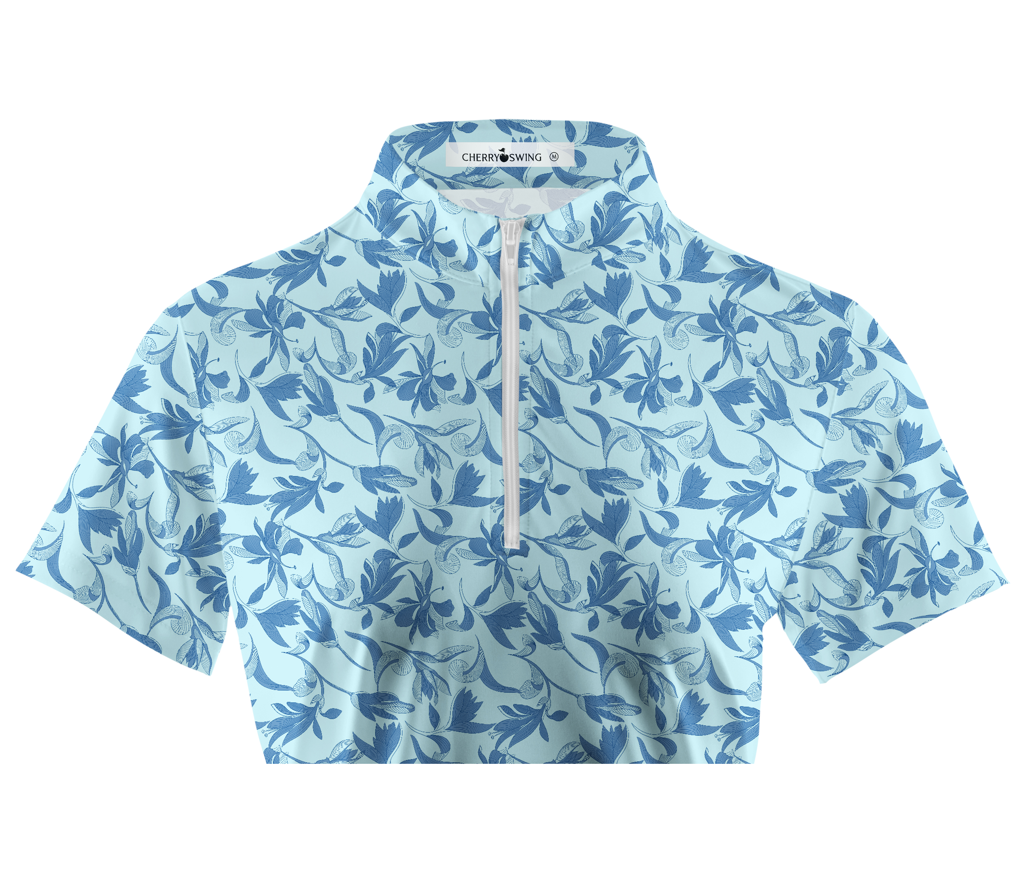 Cherryswing Women's Petal Print Golf Short Sleeve Polo Shirt