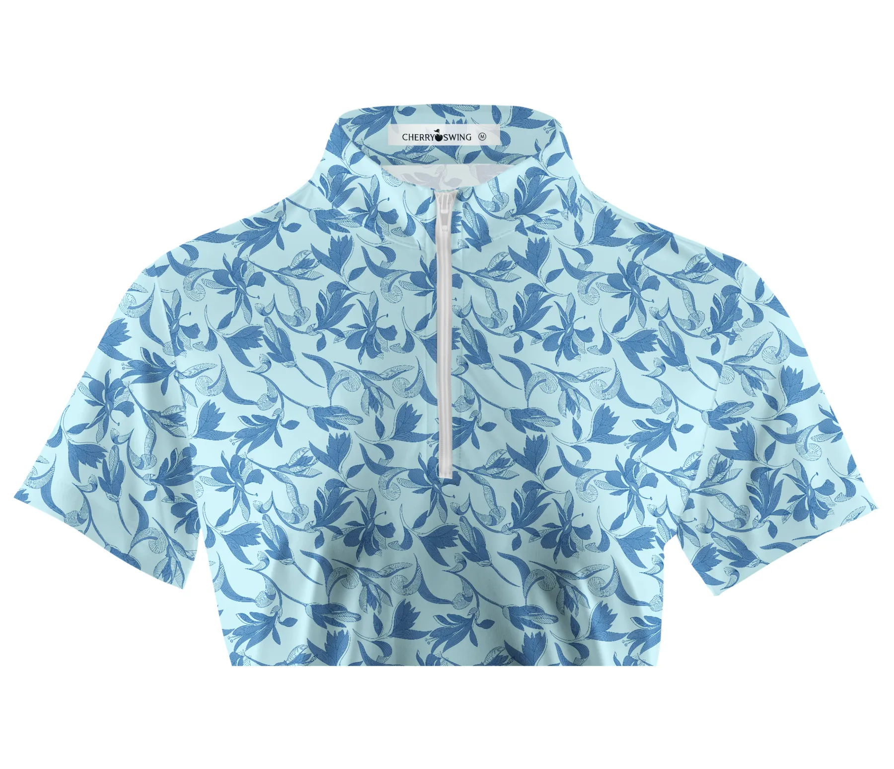 Cherryswing Women's Petal Print Golf Short Sleeve Polo Shirt