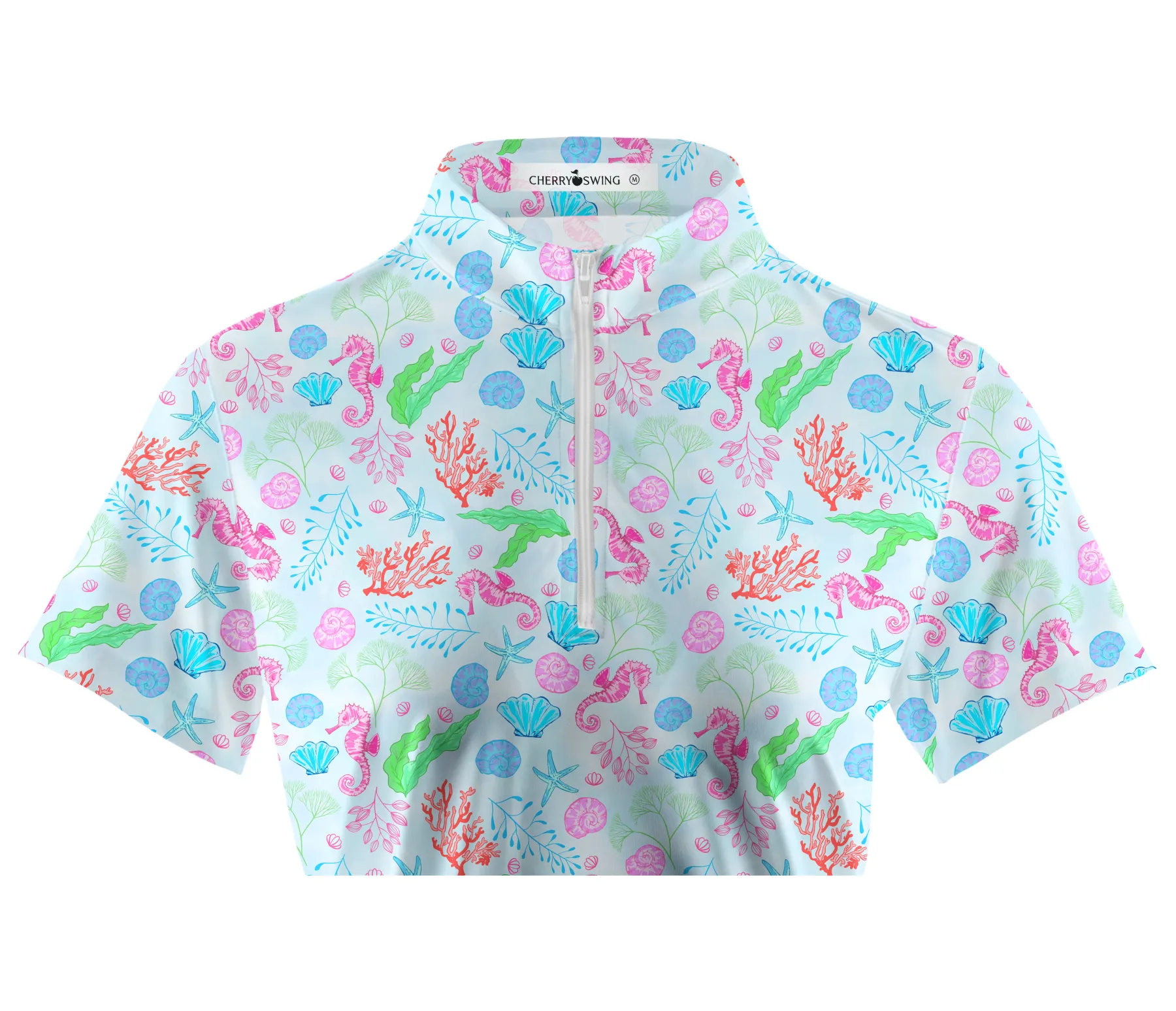 Cherryswing Women's Seashells and Starfish Golf Short Sleeve Polo Shirt