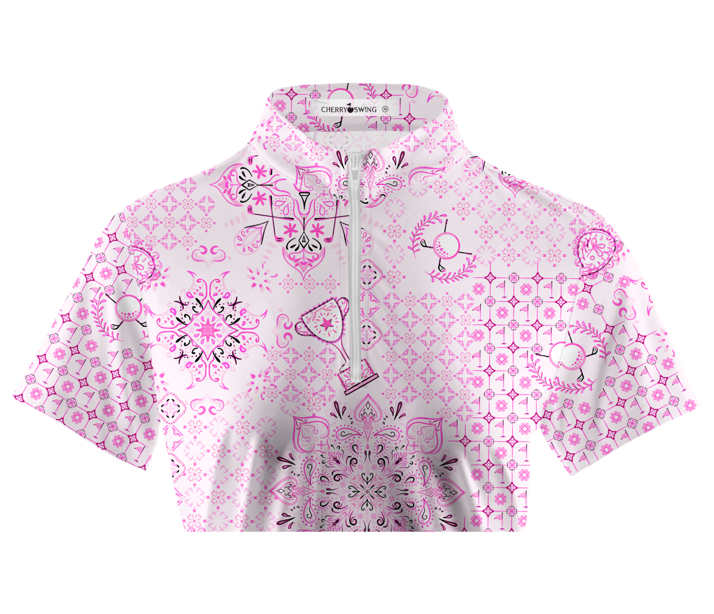 Cherryswing Women's Ethnic Pattern Golf Short Sleeve Polo Shirt