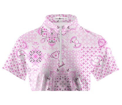 Cherryswing Women's Ethnic Pattern Golf Short Sleeve Polo Shirt