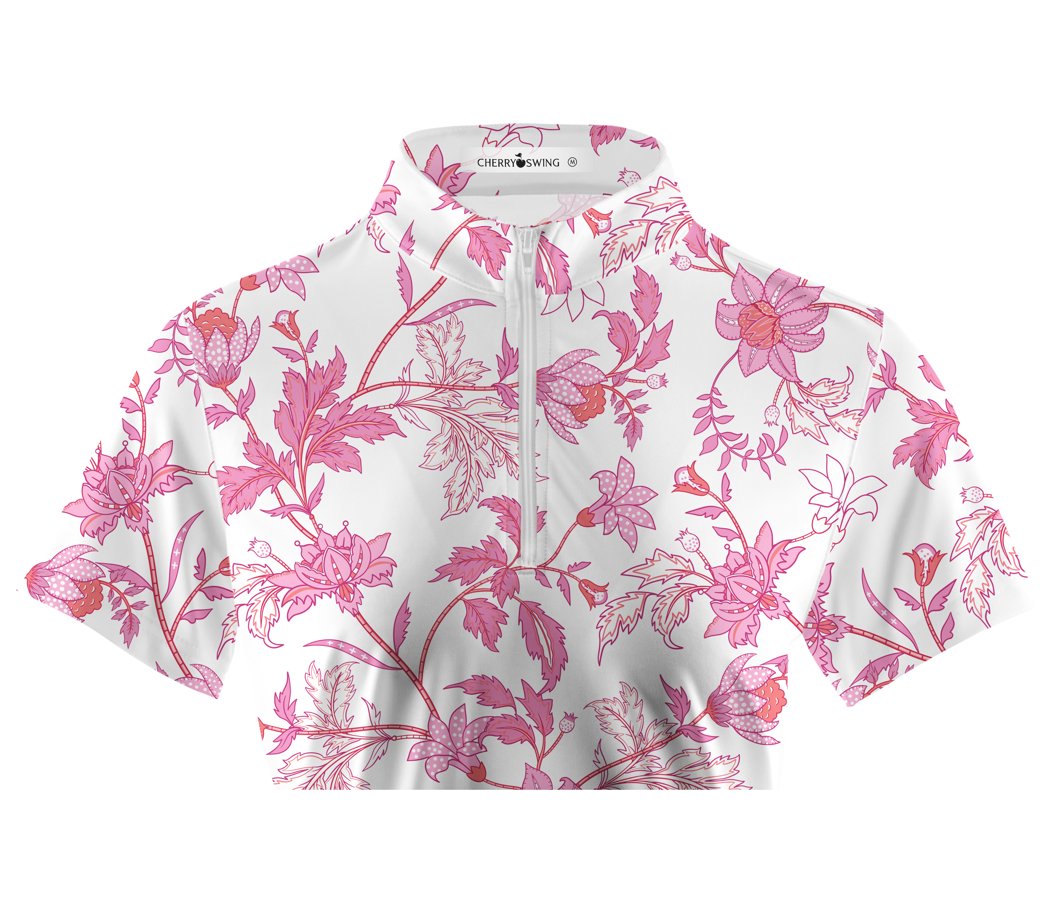 Cherryswing Women's Pink Blossoms Golf Short Sleeve Polo Shirt