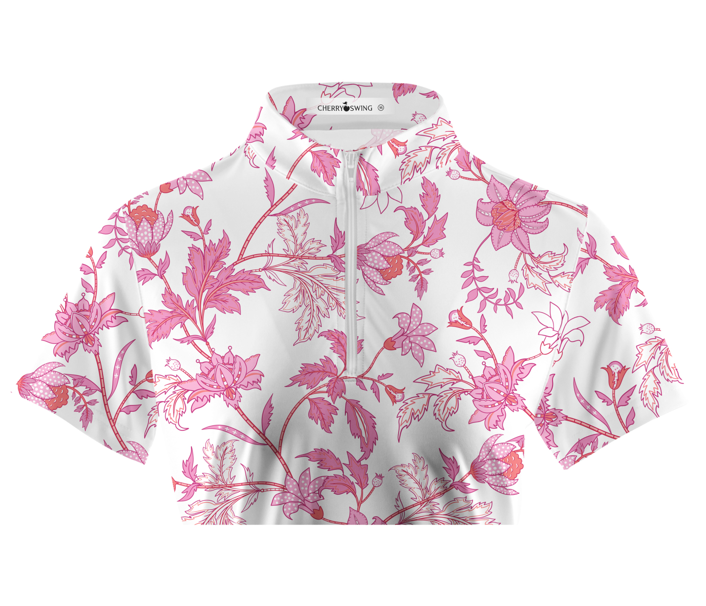 Cherryswing Women's Pink Blossoms Golf Short Sleeve Polo Shirt