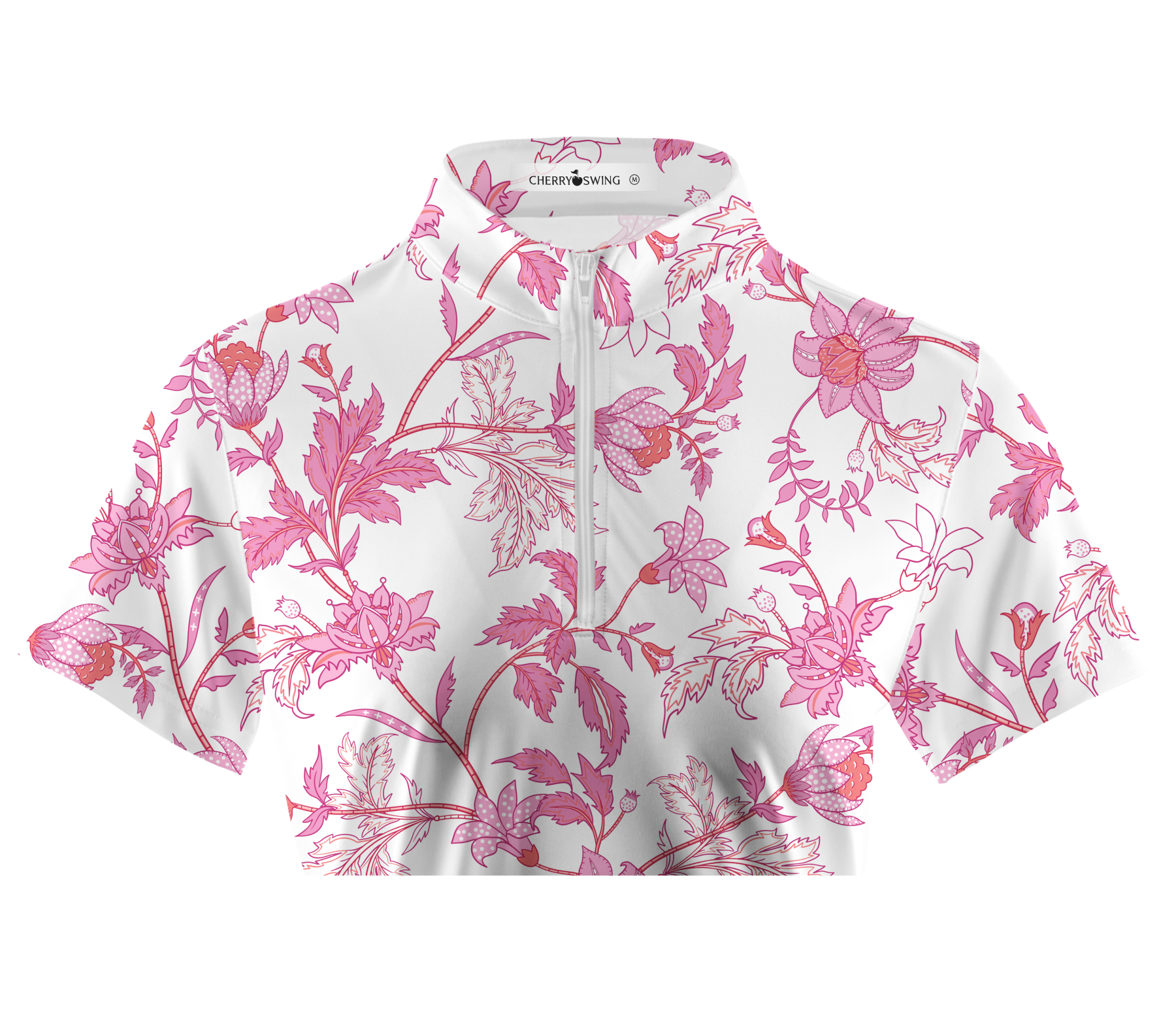 Cherryswing Women's Pink Blossoms Golf Short Sleeve Polo Shirt