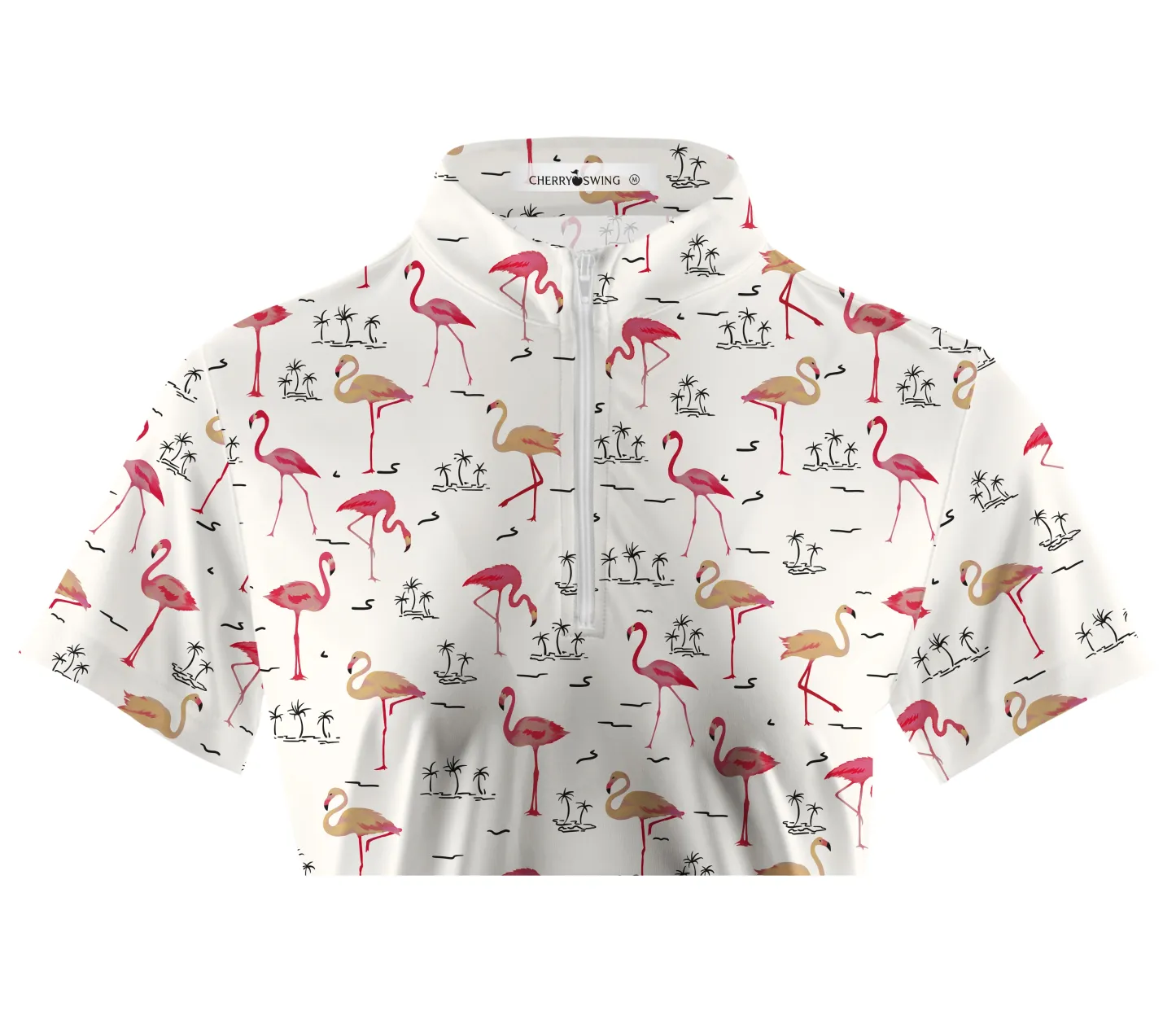 Cherryswing Women's Playful Flamingo Golf Short Sleeve Polo Shirt