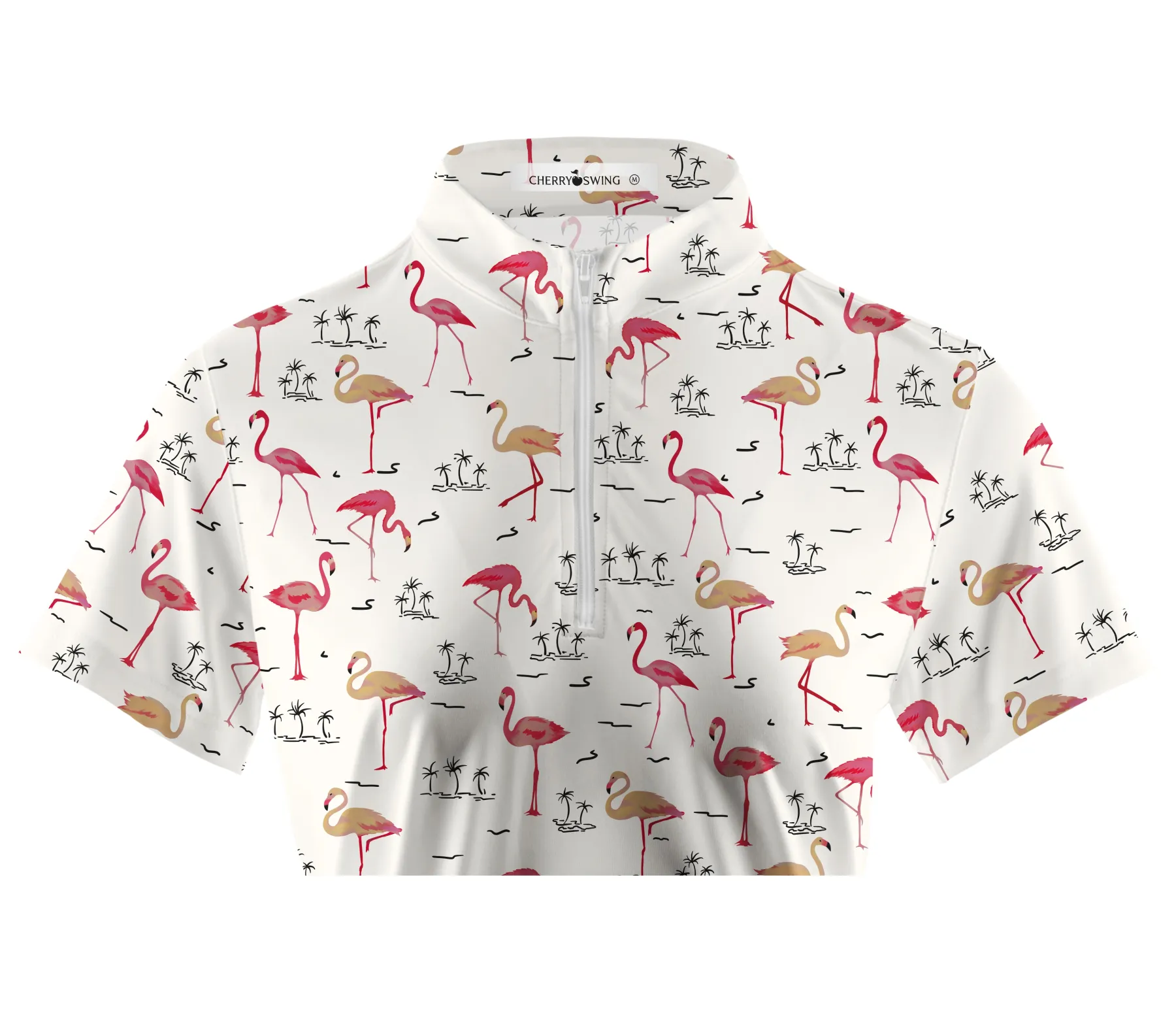 Cherryswing Women's Playful Flamingo Golf Short Sleeve Polo Shirt