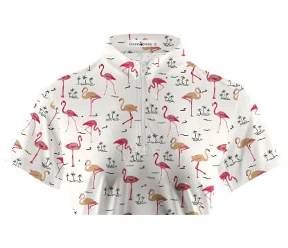 Cherryswing Women's Playful Flamingo Golf Short Sleeve Polo Shirt