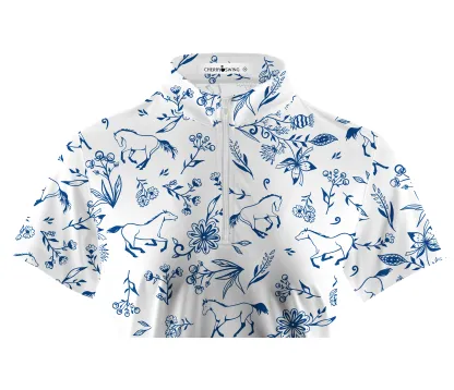 Cherryswing Women's Freeform Lines Golf Short Sleeve Polo Shirt