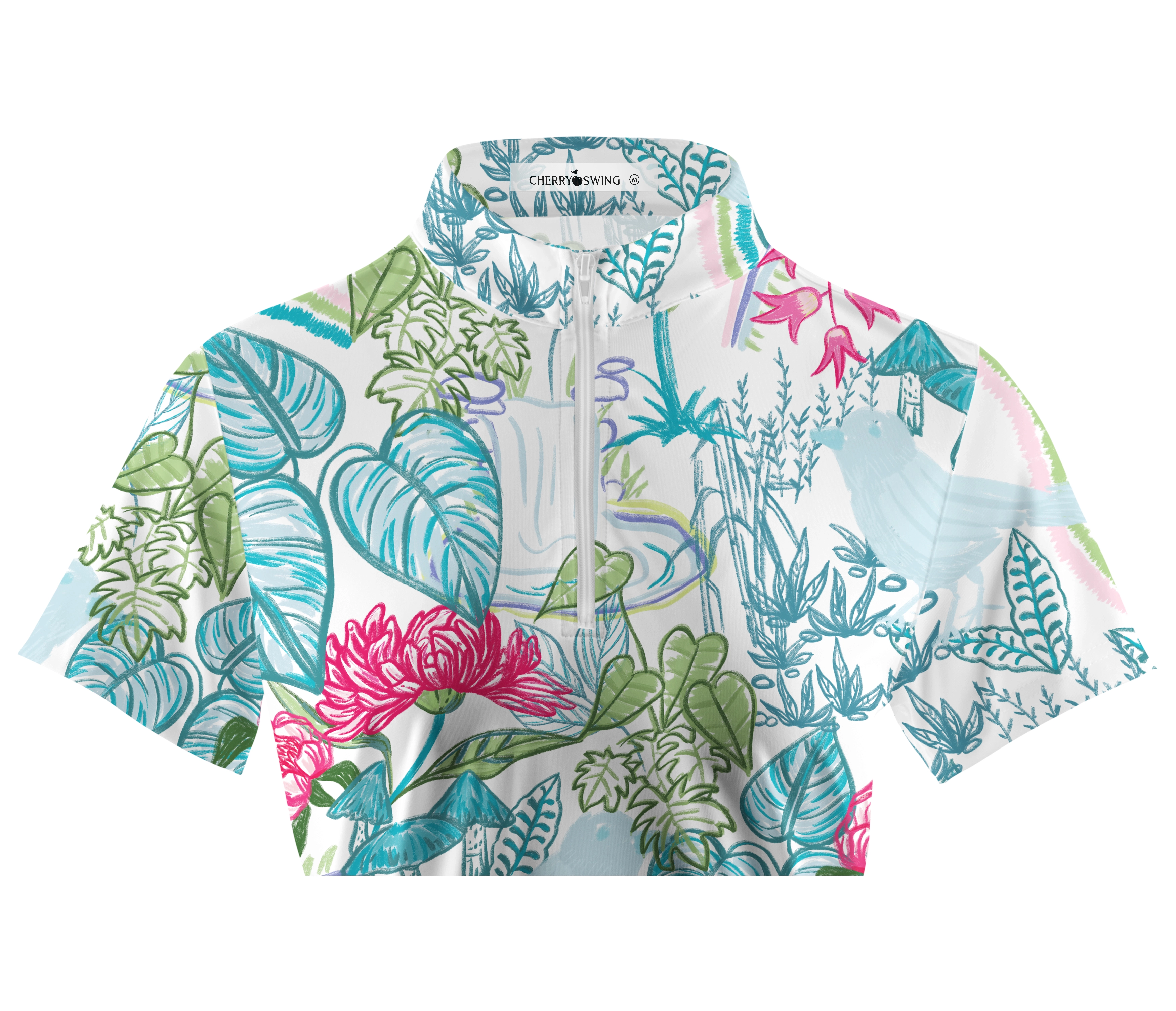 Cherryswing Women's Tropical Rainforest Golf Short Sleeve Polo Shirt