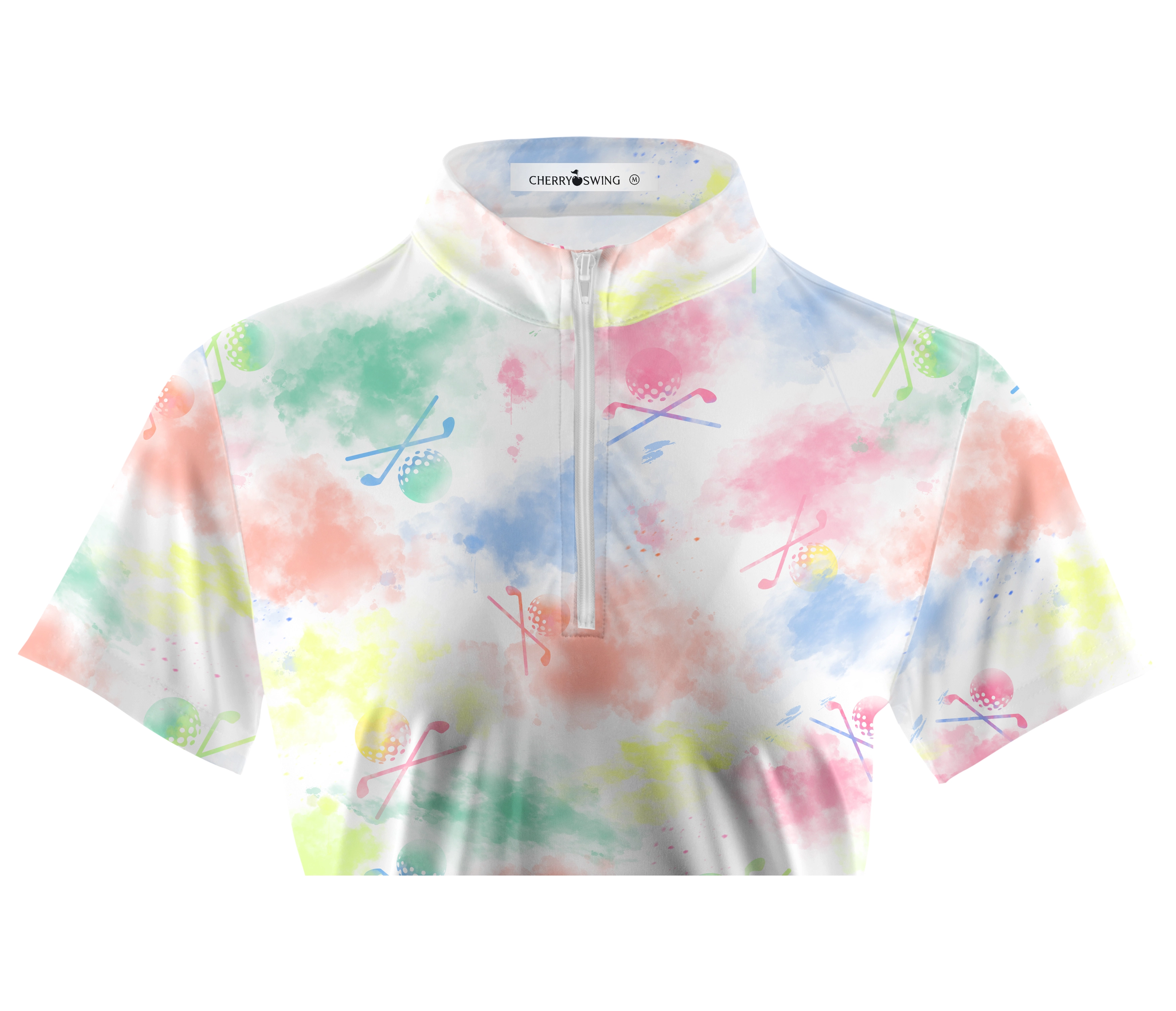 Cherryswing Women's Watercolor Painting Golf Short Sleeve Polo Shirt