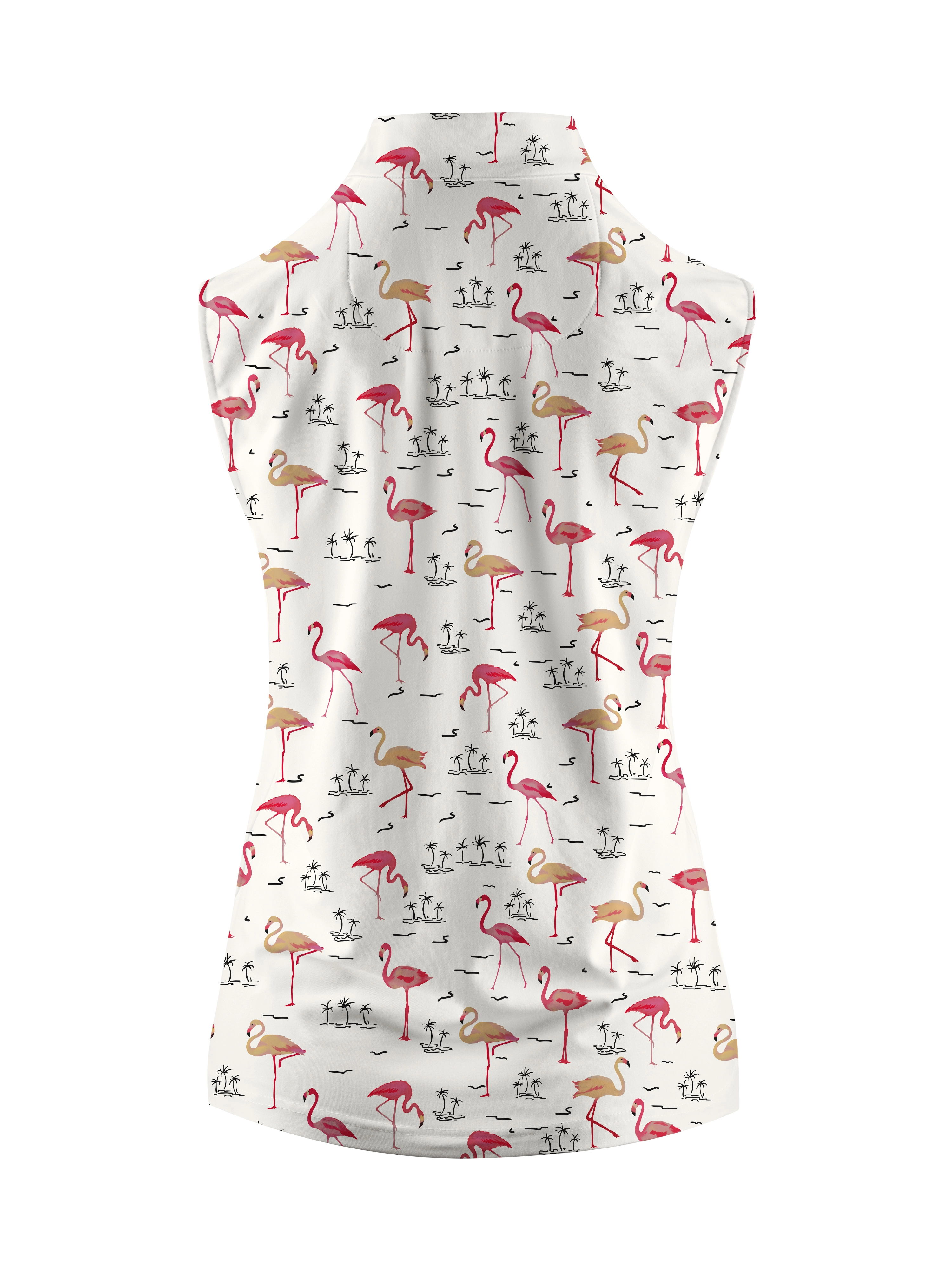 Cherryswing Women's Playful Flamingo Golf Sleeveless Polo Shirt