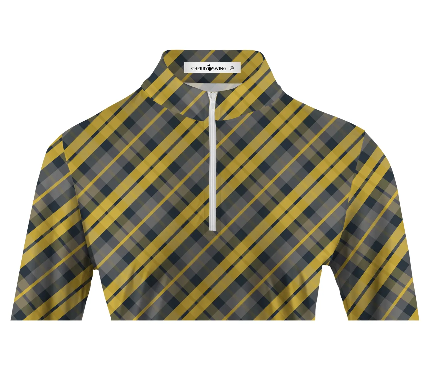 Cherryswing Women's Scottish Plaid Pattern Golf Long Sleeve Polo Shirt