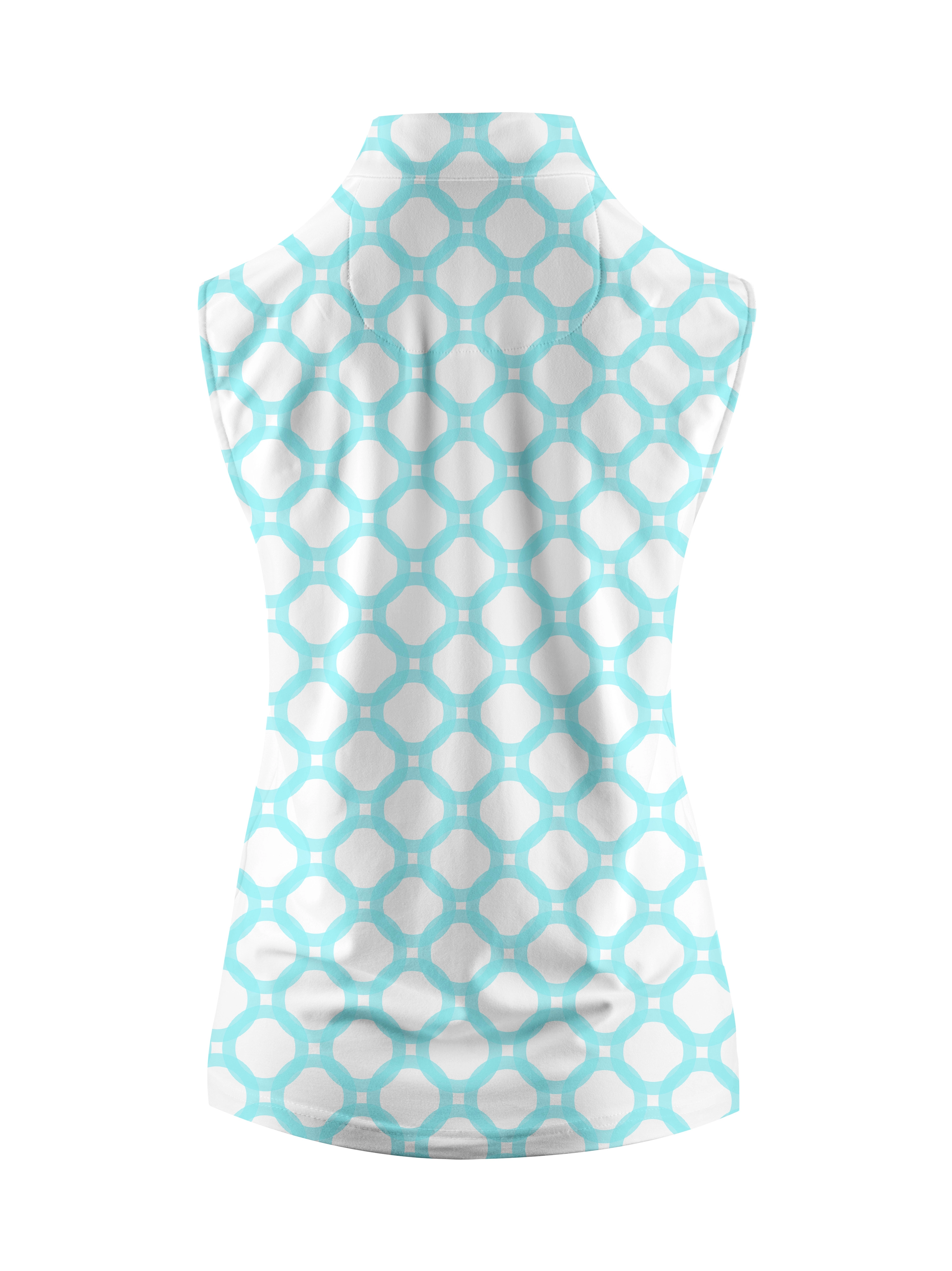 Cherryswing Women's Interlocking Geometric Golf Sleeveless Polo Shirt