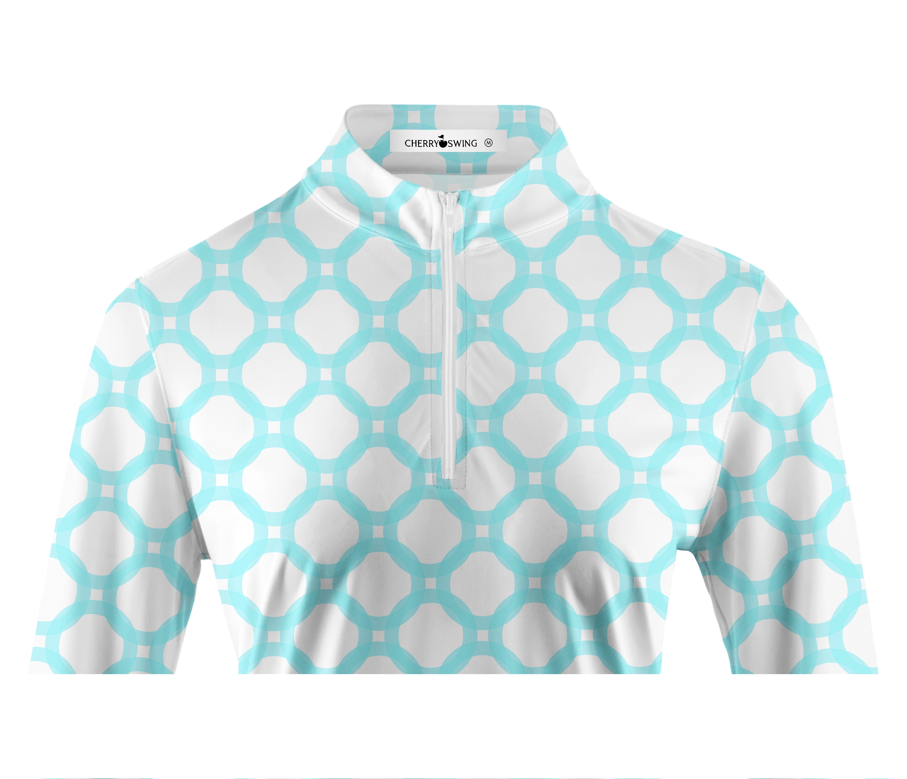 Cherryswing Women's Interlocking Geometric Golf Long Sleeve Polo Shirt