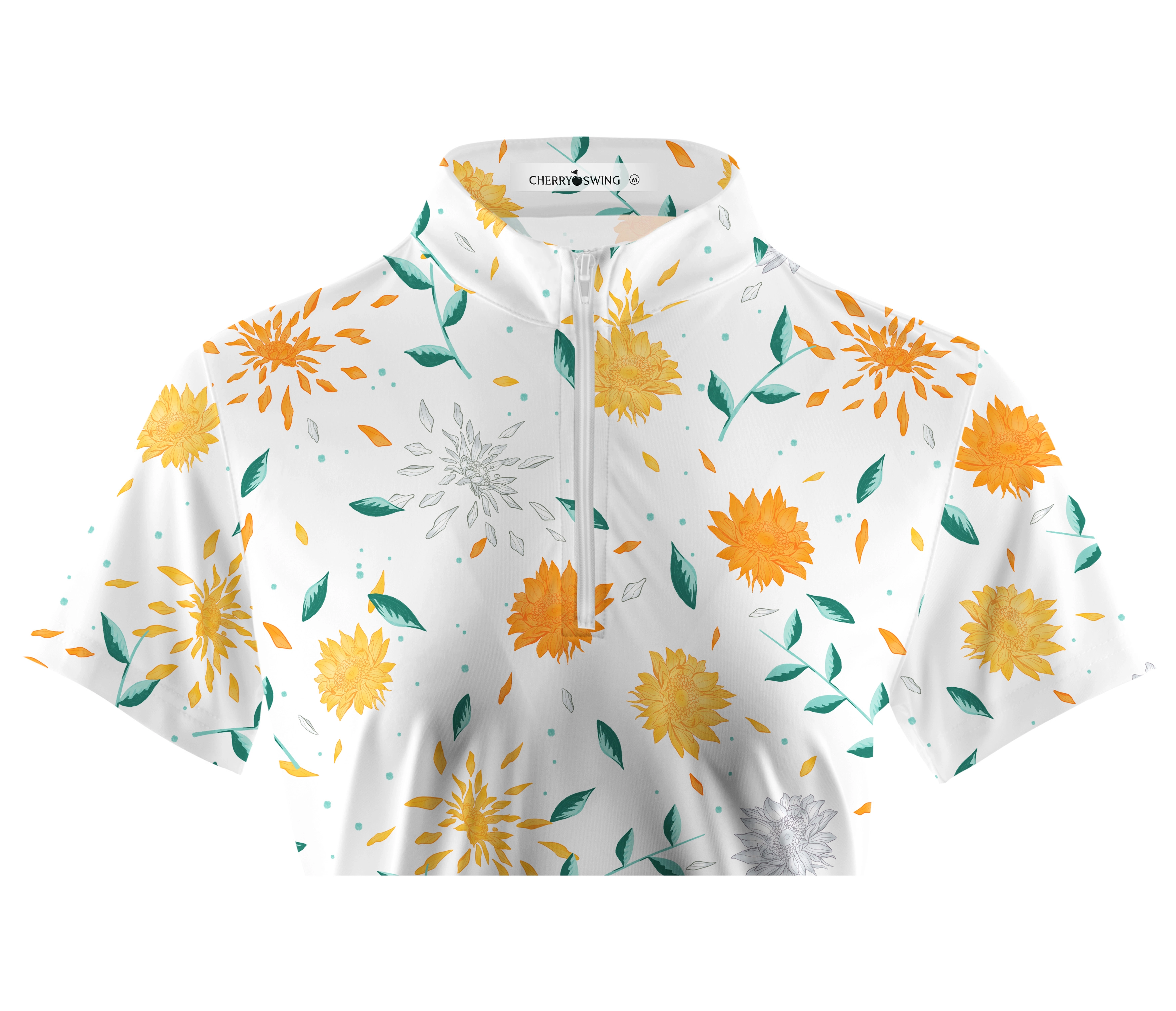 Cherryswing Women's Sunflower  Golf Short Sleeve Polo Shirt