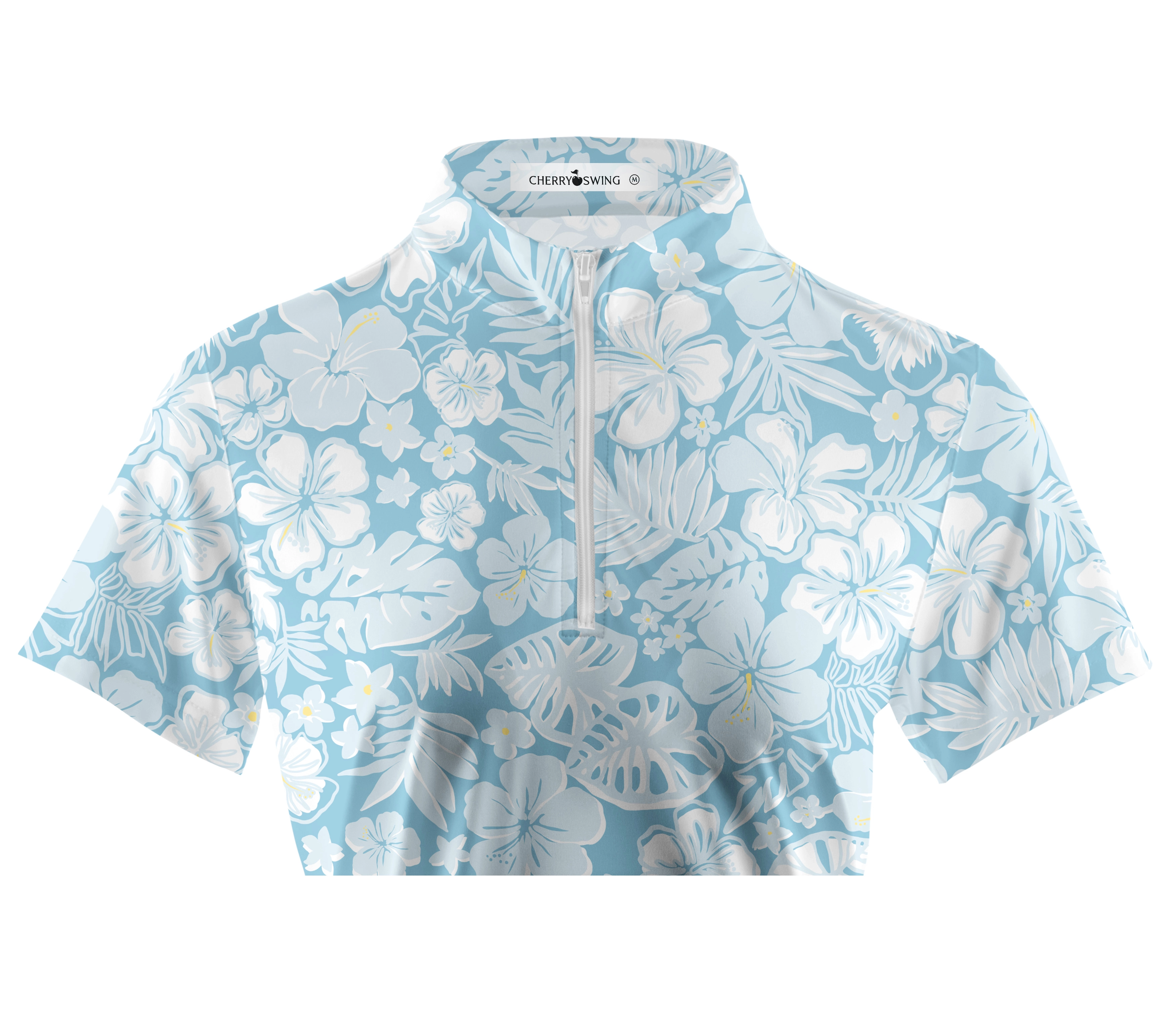 Cherryswing Women's Floral Pattern Short Sleeve Polo Shirt