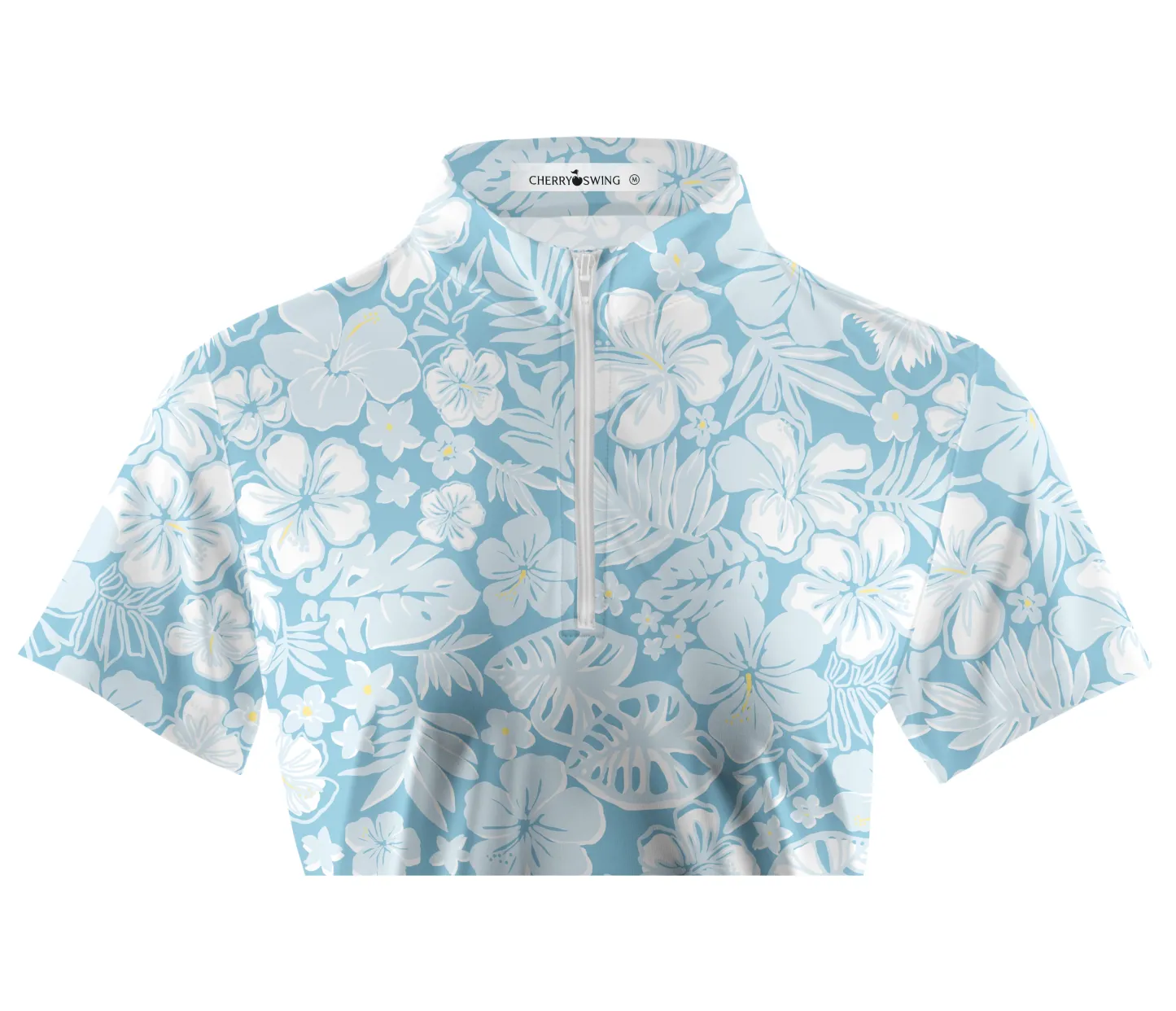 Cherryswing Women's Floral Pattern Short Sleeve Polo Shirt