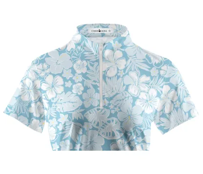 Cherryswing Women's Floral Pattern Short Sleeve Polo Shirt