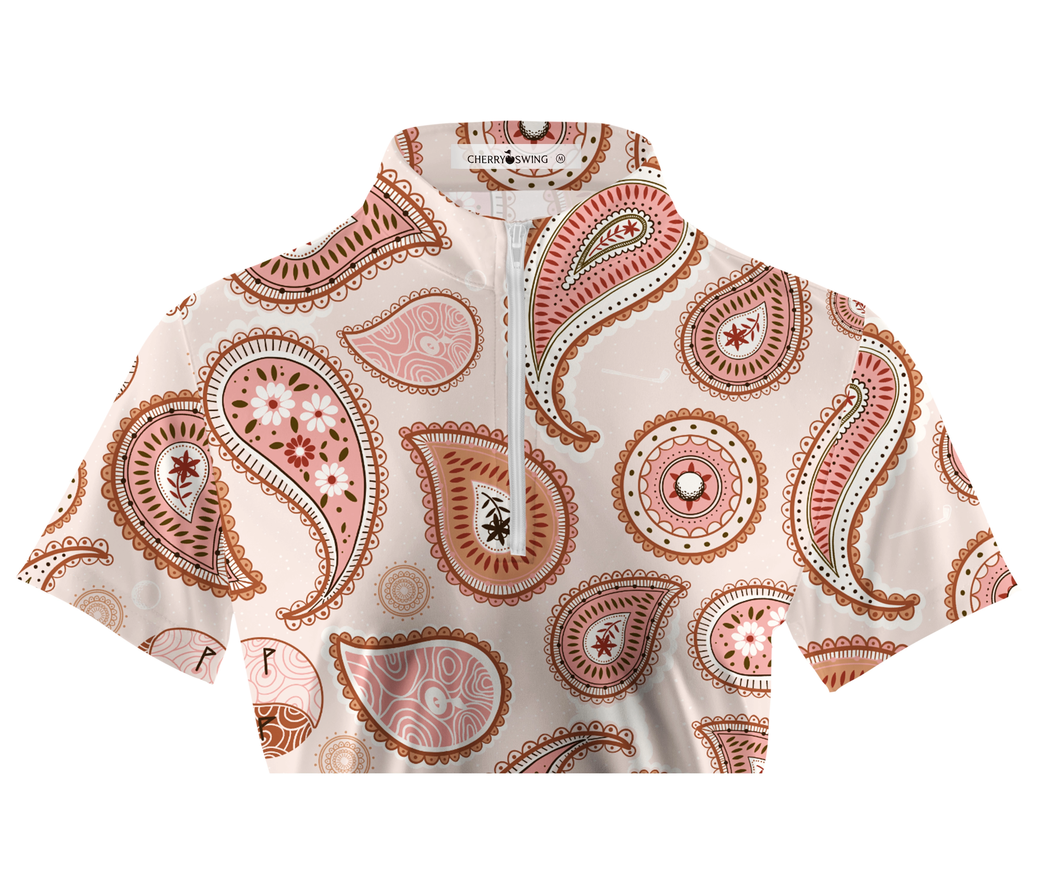 Cherryswing Women's Paisley Pattern Short Sleeve Polo Shirt