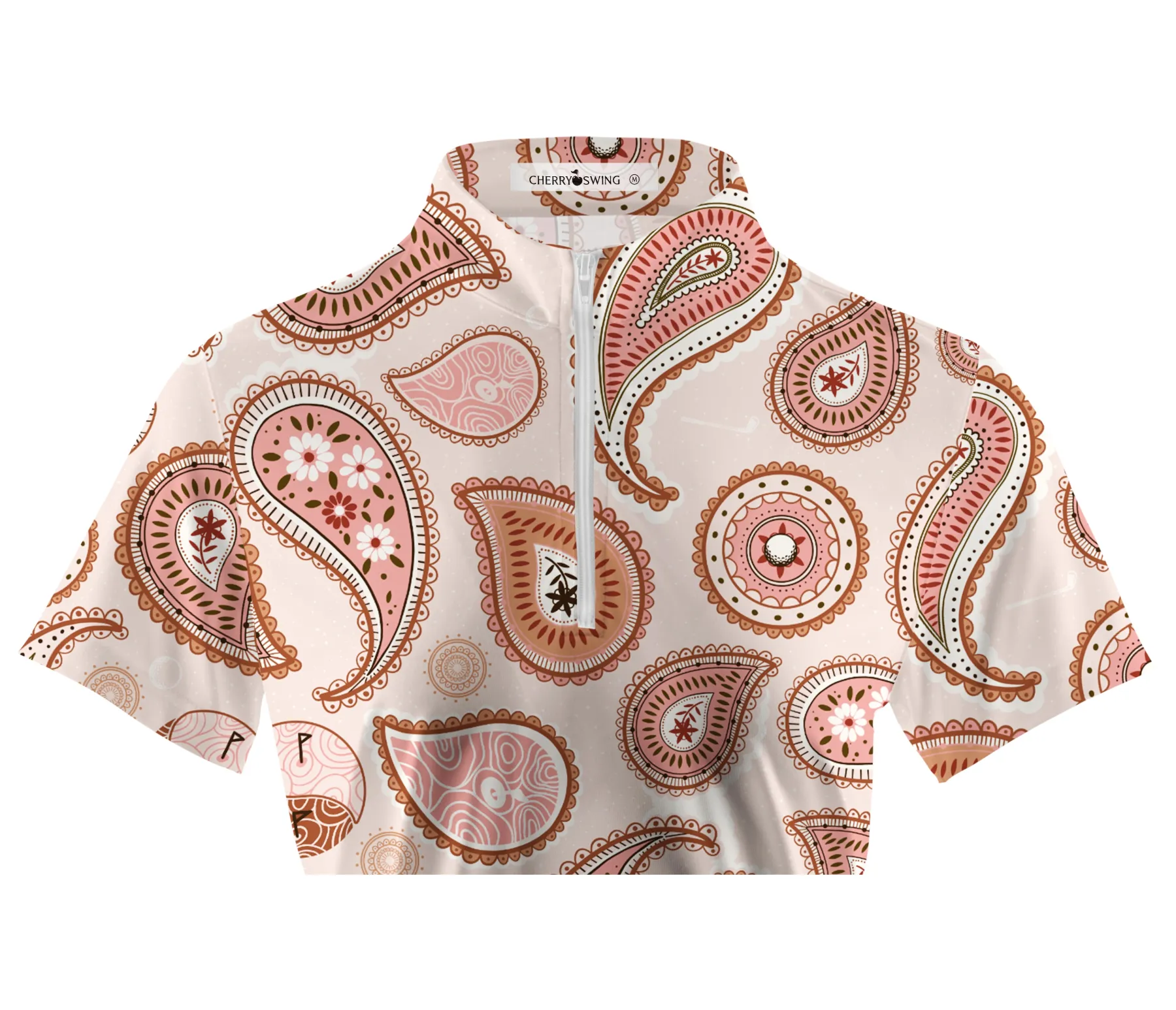 Cherryswing Women's Paisley Pattern Short Sleeve Polo Shirt