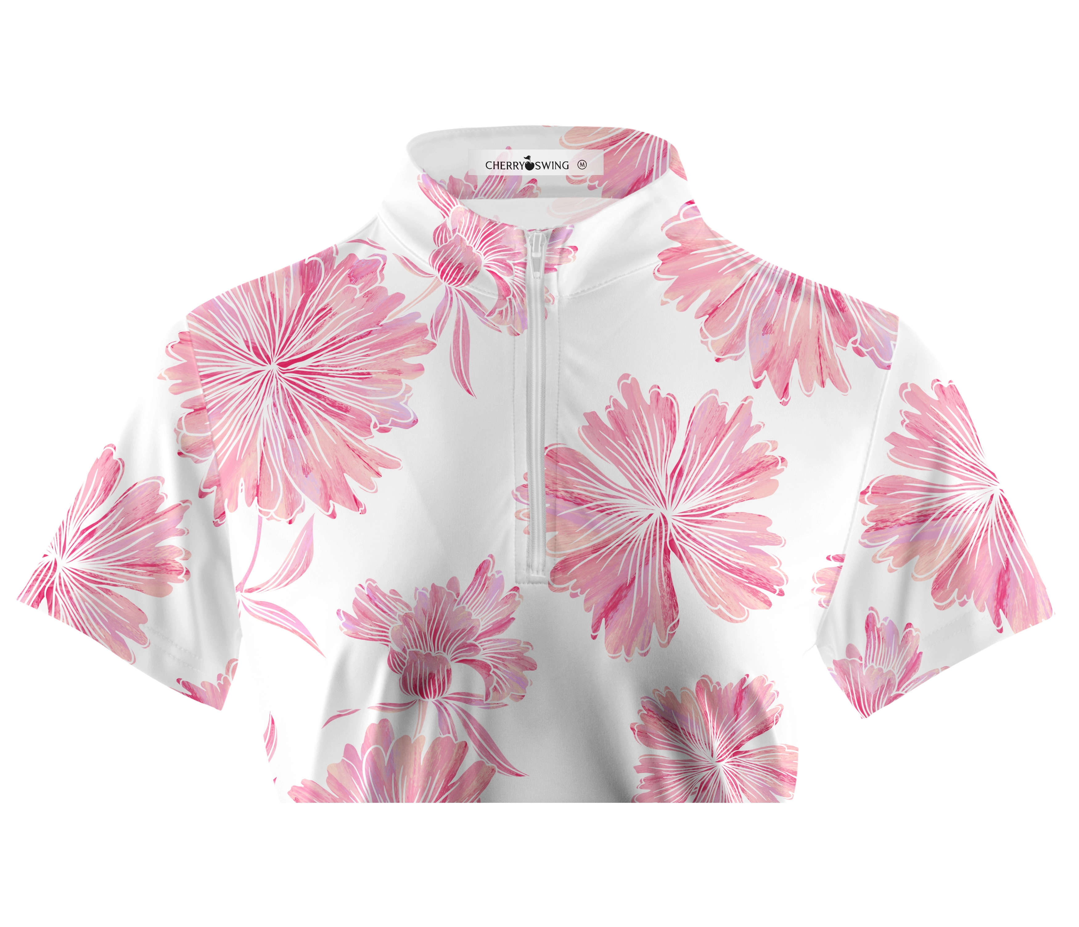 Cherryswing Women's Print Wildflowers Short Sleeve Polo Shirt