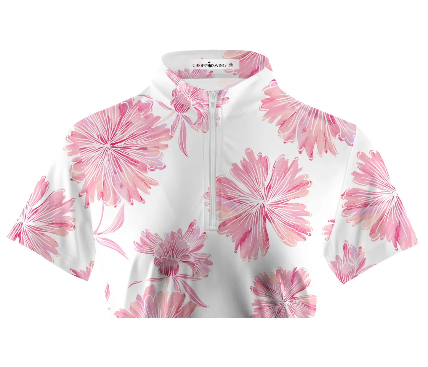 Cherryswing Women's Print Wildflowers Short Sleeve Polo Shirt