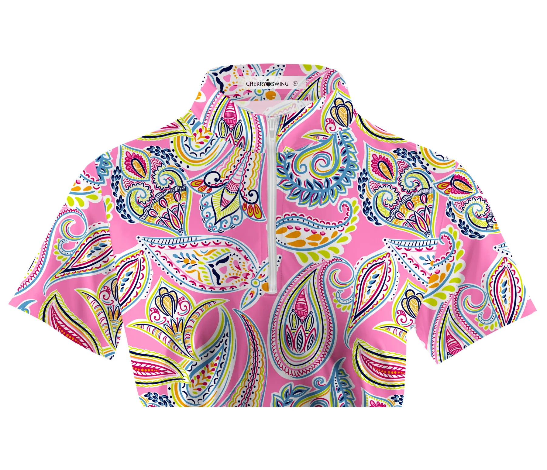 Cherryswing Women's Bohemian Cashew Blossom Short Sleeve Polos