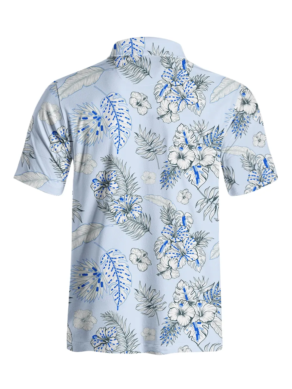 Cherryswing Blue and White Flowers Men's Polo Shirt