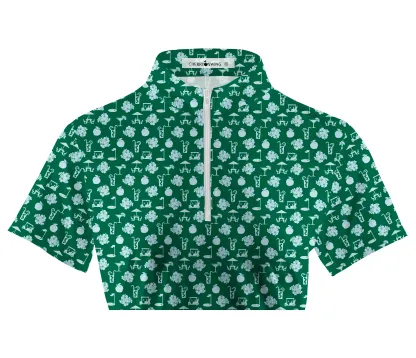 Cherryswing Women's Green Entertainment Short Sleeve Polos