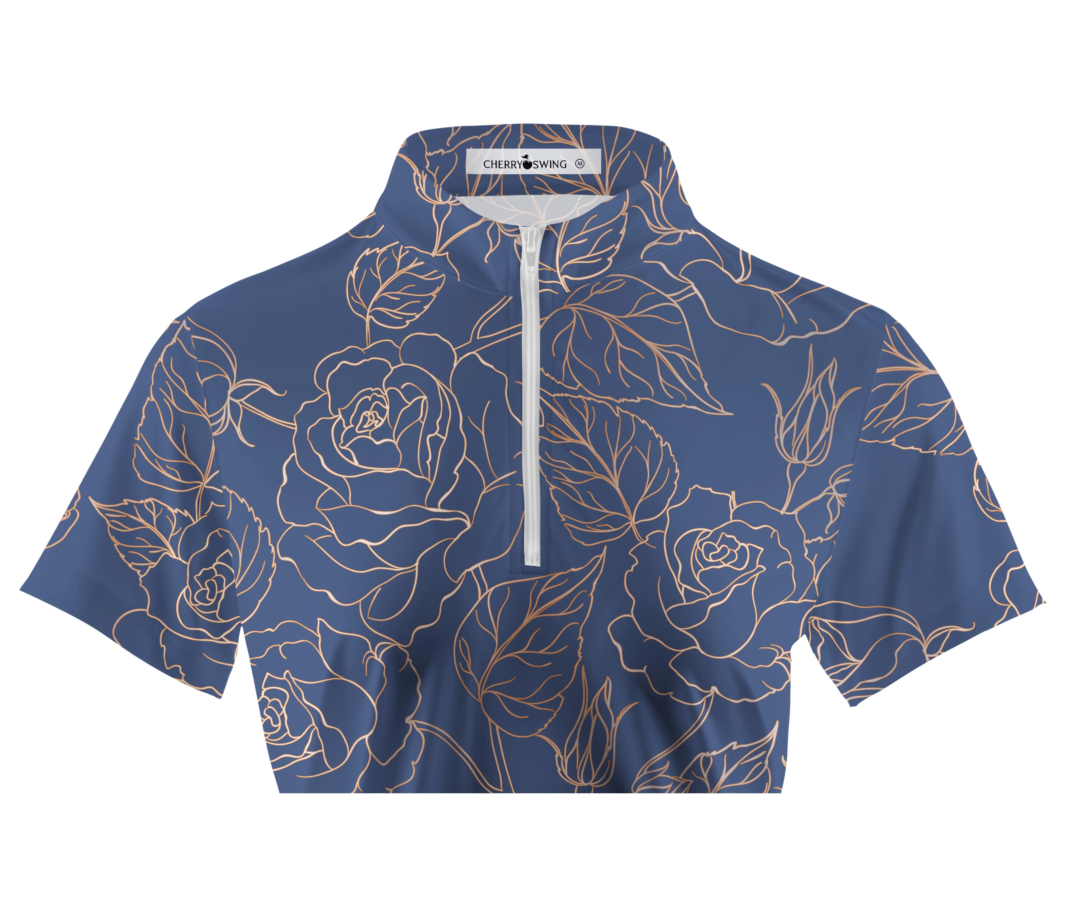 Cherryswing Women's Elegant Rose Short Sleeve Polos